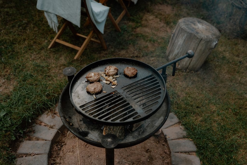 fire bowl cooking at The Roost Luxury Cabins