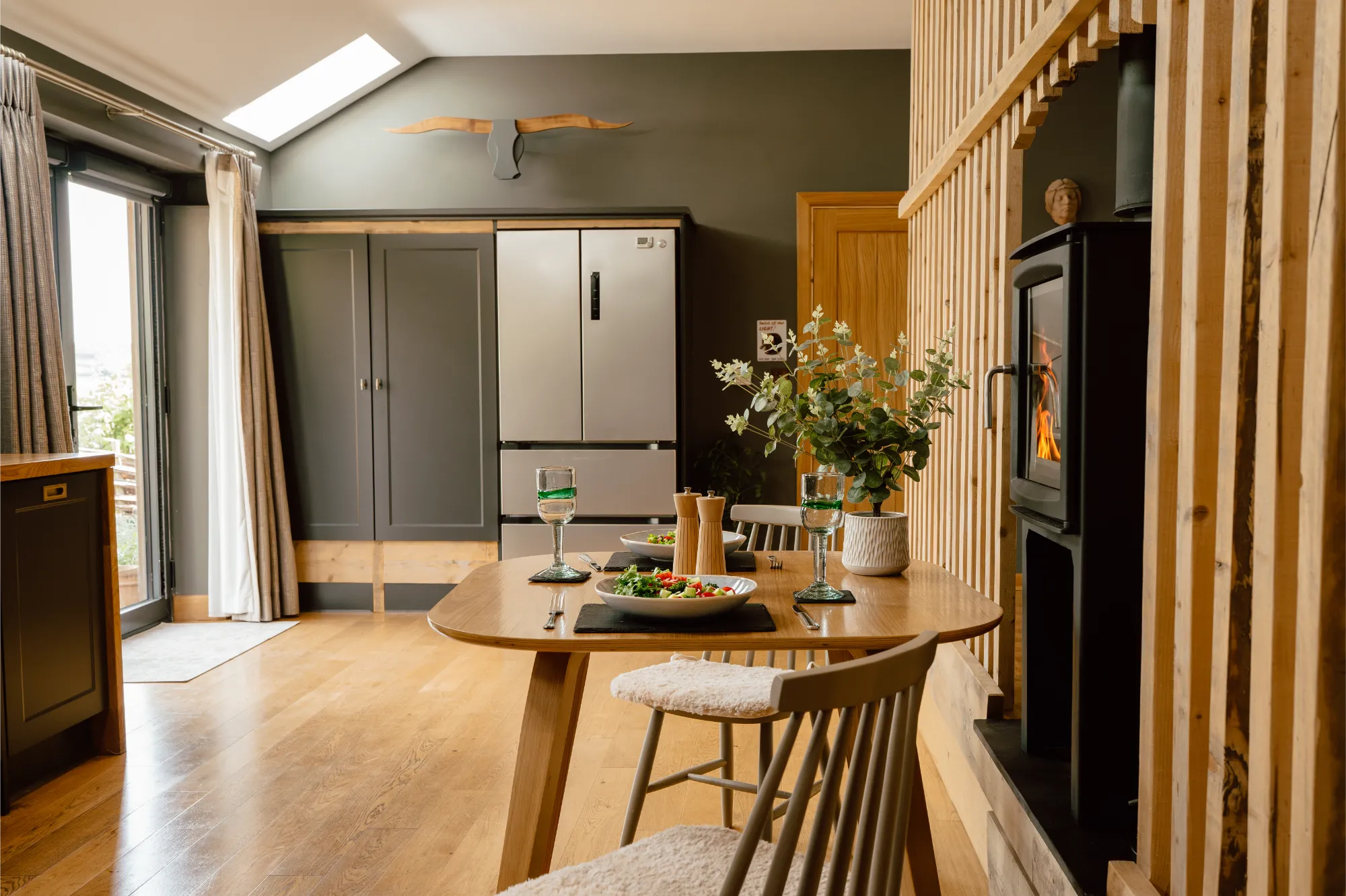 barn fridge and coat cupboard